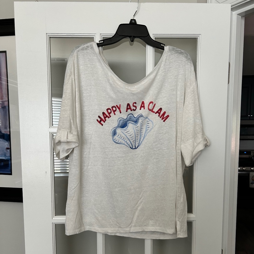 HAPPY AS.A CLAM Talbots 100% linen top